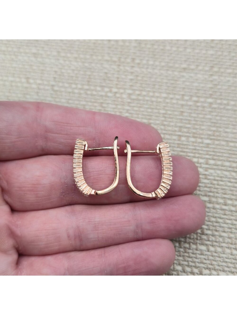 Rose Gold Over Sterling Silver Baguette Cubic Zirconia Eternity Earrings A7797 - Picture 4 of 7